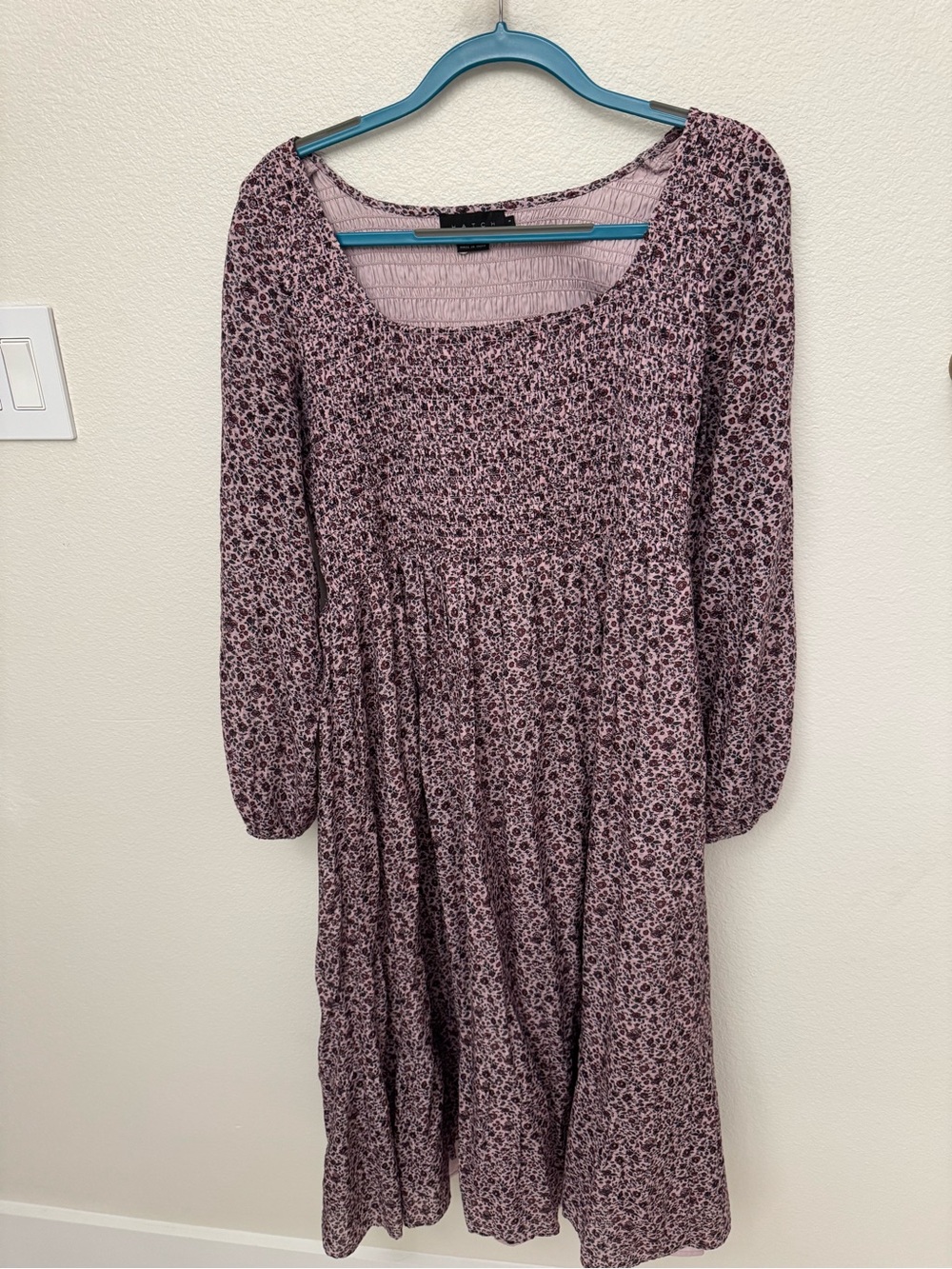 Hatch Mauve Floral Smocked Midi Dress